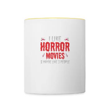 I Like Horror Movies And Maybe Like Three People - Contrasting Mug - white/yellow - Front
