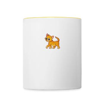 Funny Cat Lover Cat Whisperer Kitten Meow Cats - Contrasting Mug - white/yellow - Front