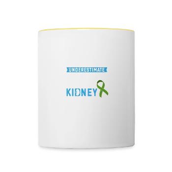Ne sous-estimez jamais un homme avec un rein - Mug contrasté - blanc/jaune - Devant