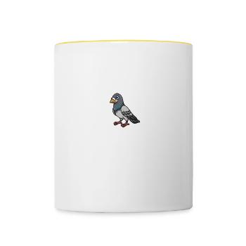 Pigeon Chuchoteur Pigeons Oiseaux Amateurs d’oiseaux - Mug contrasté - blanc/jaune - Devant