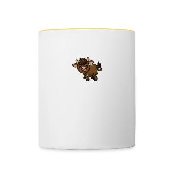 Funny Yak Lover Yak Whisperer Highland Cow - Contrasting Mug - white/yellow - Front