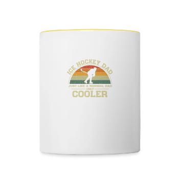 Hockey sur glace Papa Normal Père Seulement Cool Papa - Mug contrasté - blanc/jaune - Devant