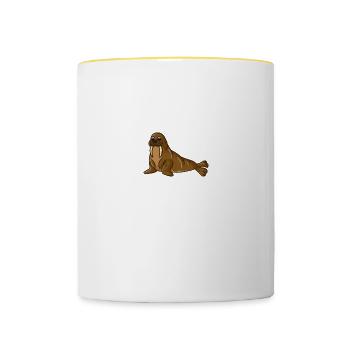 Funny Walrus Lover Walrus Whisperer - Contrasting Mug - white/yellow - Front