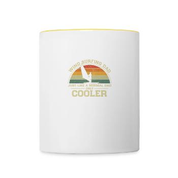Windsurfen Dad Normaler Vater Nur Cooler Papa - Tasse zweifarbig - Weiß/Gelb - Vorne