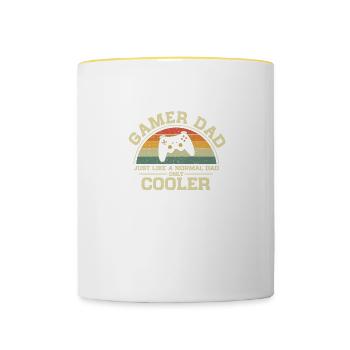 Gaming Dad Normaler Vater Nur Cooler Papa - Tasse zweifarbig - Weiß/Gelb - Vorne