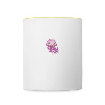 Méduses Chuchoteurs Animaux Amoureux des animaux Méduses Méduses - Mug contrasté - blanc/jaune - Devant