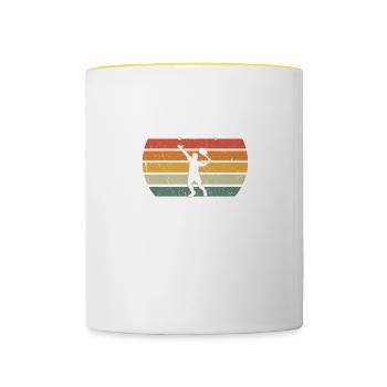 Tennis Dad Normaler Vater Nur Cooler Papa - Tasse zweifarbig - Weiß/Gelb - Vorne