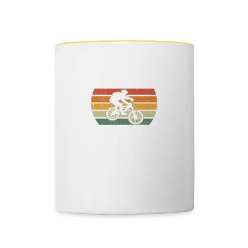 Mountain Biking Dad Like A Regular Dad But Cooler - Contrasting Mug - white/yellow - Front