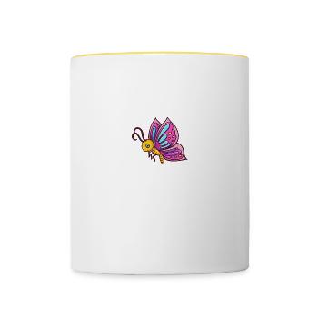 Butterfly Whisperer Insectes Amant Papillon - Mug contrasté - blanc/jaune - Devant