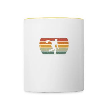 Bowling Papa Lustige Vater Sprüche Vatertag - Tasse zweifarbig - Weiß/Gelb - Vorne