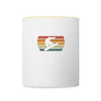 Snowboarden Papa Lustige Vater Sprüche Vatertag - Tasse zweifarbig - Weiß/Gelb - Vorne