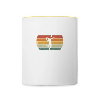 Retro Volleyball Dad Like A Regular Dad But Cooler - Contrasting Mug - white/yellow - Front