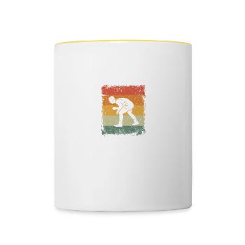 Wrestling Papa Lustige Vater Sprüche Vatertag - Tasse zweifarbig - Weiß/Gelb - Vorne