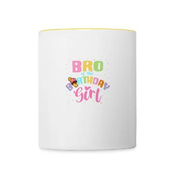 Crème glacée Frère Fête d’anniversaire Gaufrier - Mug contrasté - blanc/jaune - Devant