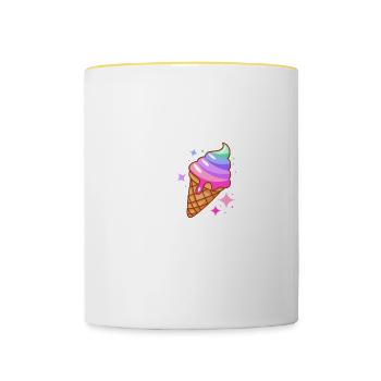 Je suis juste là pour le fan de crème glacée Eiscreme - Mug contrasté - blanc/jaune - Devant