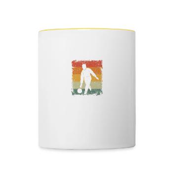 Bowling Papa Lustige Vater Sprüche Vatertag - Tasse zweifarbig - Weiß/Gelb - Vorne