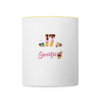 17. Geburtstag Happy Birthday Eiscrem Liebhaber - Tasse zweifarbig - Weiß/Gelb - Vorne
