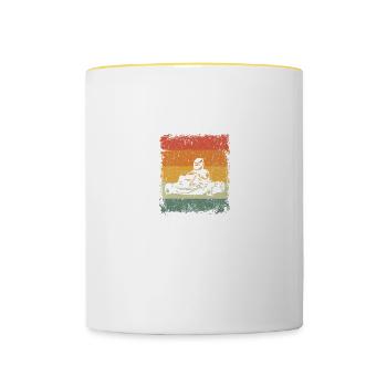 Karting Papa Drôle Père Dictons Fête des Pères - Mug contrasté - blanc/jaune - Devant