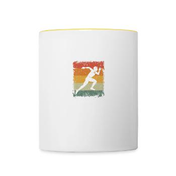 Ausdauersport Papa Lustige Vater Sprüche Vatertag - Tasse zweifarbig - Weiß/Gelb - Vorne