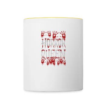 Horror Queen Halloween Film d’horreur effrayant - Mug contrasté - blanc/jaune - Devant