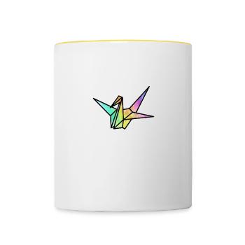 Origami Japon Pliage Art Paper Crane Japonais - Mug contrasté - blanc/jaune - Devant