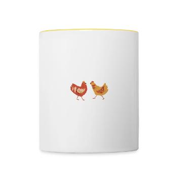 Wenn meine Hühner rufen muss ich los Henne Züchten - Tasse zweifarbig - Weiß/Gelb - Vorne