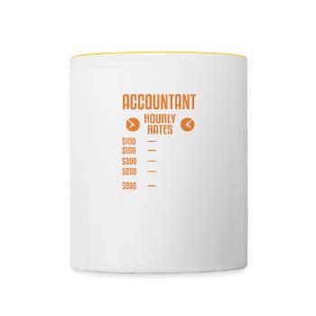 Conseils fiscaux Drôles Comptables Dictons Impôts - Mug contrasté - blanc/jaune - Devant