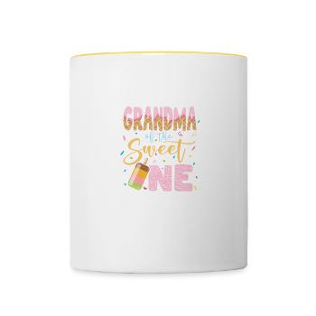 Amateur de crème glacée Grand-mère Grand-mère Gaufrier - Mug contrasté - blanc/jaune - Devant
