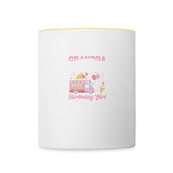 Eiscreme Truck Eis Liebhaber Geburtstag Opa - Tasse zweifarbig - Weiß/Gelb - Vorne