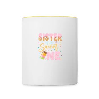 Eiscreme Liebhaber Geschwister Sprüche Schwester - Tasse zweifarbig - Weiß/Gelb - Vorne
