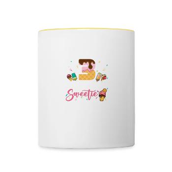3 ans crème glacée 3ème anniversaire Joyeux anniversaire - Mug contrasté - blanc/jaune - Devant