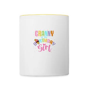 Crème glacée Fête d’anniversaire Grand-mère Crème glacée - Mug contrasté - blanc/jaune - Devant