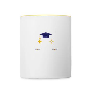 Fourth Grade Level Completed For Gamers Graduates - Contrasting Mug - white/yellow - Front