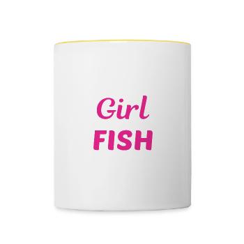Pêcheur Pêcheur Poisson Canne à pêche Sarcasme Dictons - Mug contrasté - blanc/jaune - Devant