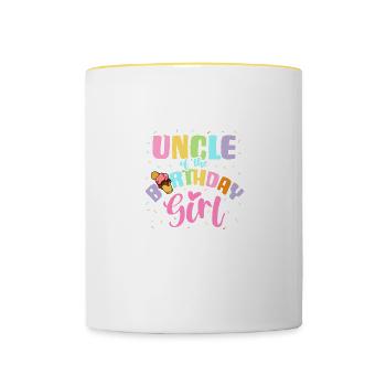 Crème glacée Oncle Fête d’anniversaire Neveu Nièce Crème glacée - Mug contrasté - blanc/jaune - Devant