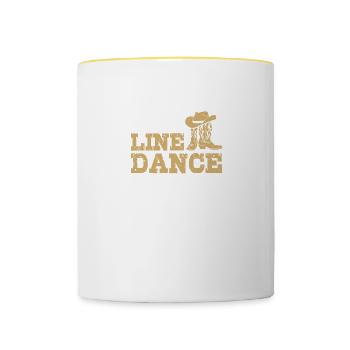 Line Dance Wester Tanzen Country Musik - Tasse zweifarbig - Weiß/Gelb - Vorne