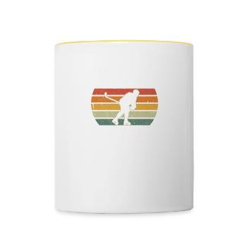 Eishockey Dad Normaler Vater Nur Cooler Papa - Tasse zweifarbig - Weiß/Gelb - Vorne