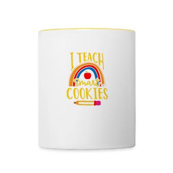 J'enseigne l'école des enseignants des enseignants Smart Cookies - Mug contrasté - blanc/jaune - Devant
