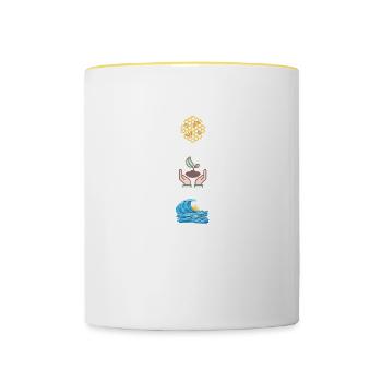 Help More Bees Plant More Trees Clean Seas - Contrasting Mug - white/yellow - Front