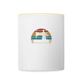 Je serai dans mon bureau couturière de machine à coudre - Mug contrasté - blanc/jaune - Devant