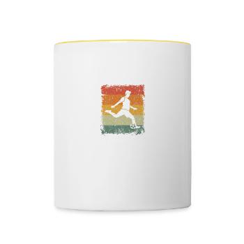 Fußball Papa Lustige Vater Sprüche Vatertag - Tasse zweifarbig - Weiß/Gelb - Vorne