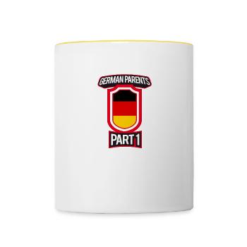 Beste Erziehung Deutsche Eltern Teil 1 - Tasse zweifarbig - Weiß/Gelb - Vorne