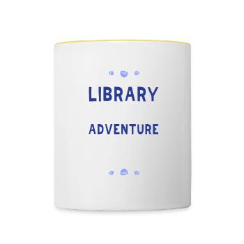 Adventure Begins At Your Library - Tasse zweifarbig - Weiß/Gelb - Vorne