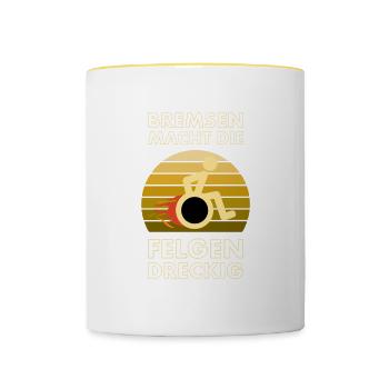 Le freinage salit les jantes - Mug contrasté - blanc/jaune - Devant