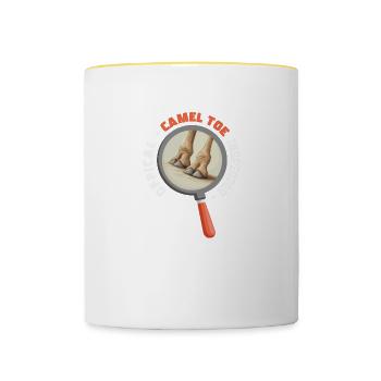 Official Camel Toe Inspector Lustiger Spruch - Tasse zweifarbig - Weiß/Gelb - Vorne