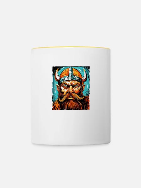 Wikinger Krieger Valhalla Odin - Tasse zweifarbig - Weiß/Gelb