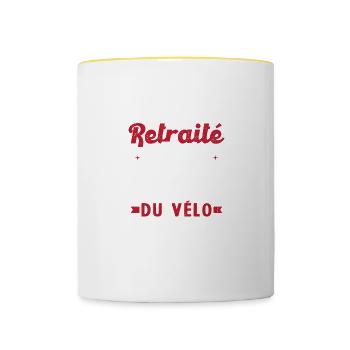 Retraité Mon Boulot Est De Faire Du Vélo Humour - Mug contrasté - blanc/jaune - Devant