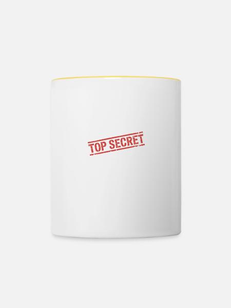 Mon Job Est Top Secret – Même Moi Je Ne Sais Pas C - Mug contrasté - blanc/jaune