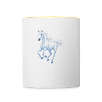 Cheval - Mug contrasté - blanc/jaune - Devant