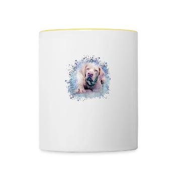 Catalburun, chien, graffiti, beige, peinture, boxer - Mug contrasté - blanc/jaune - Devant